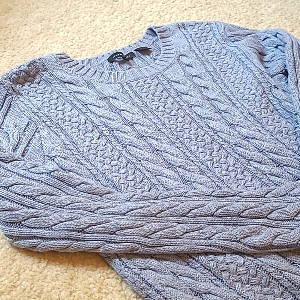 Blue Cable Knit Sweater